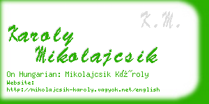 karoly mikolajcsik business card